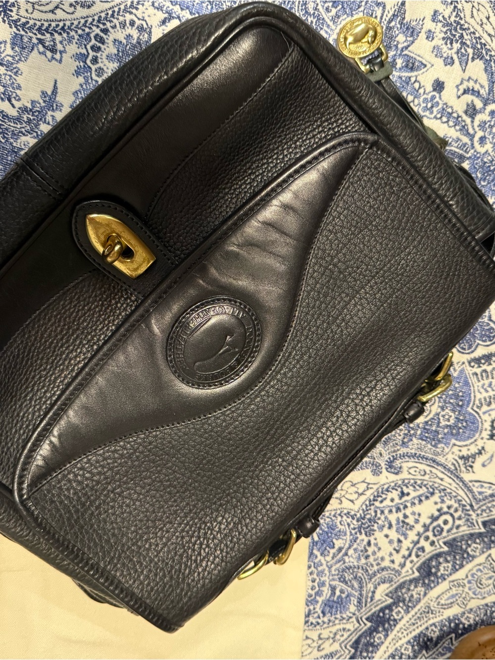 Black Leather AWL BLACK ON BLACK Shoulder Bag with Gold Hardware brass